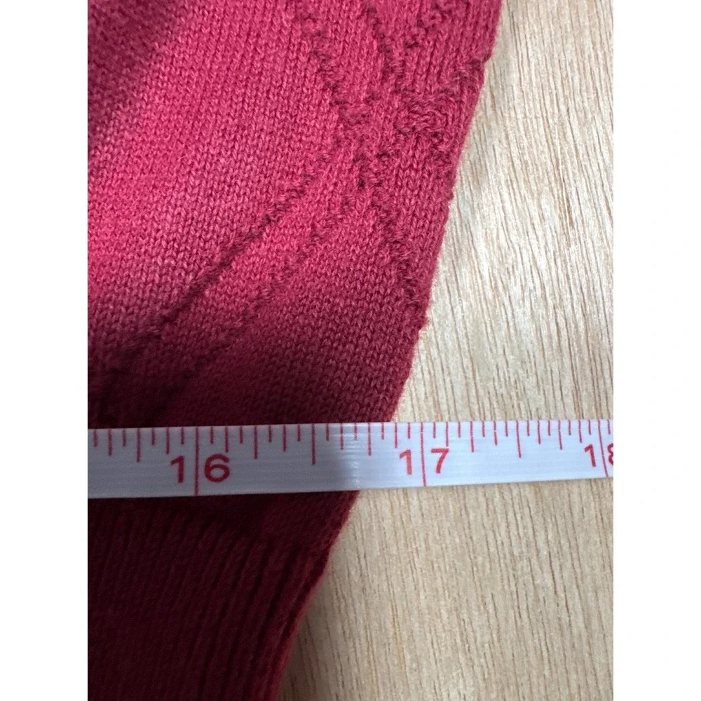 Saddlebred Mens V Neck Argyle Sweater Burgundy Size Medium 100 Cotton